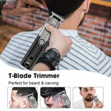 HIENA 4pcs Black Cordless Hair Clipper Men's Beauty Set, With Hair Cutting, Shaving, Trimming Nose Hair, USB Charging, Portable Bag Design, It Is The Best Gift For Him