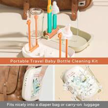 8-In-1 Portable Baby Bottle Cleaning Set, Includes Bottle Drying Rack & Cleaning Brushes - Multicolor - View 7