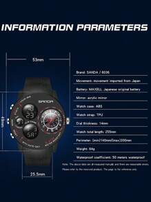 SANDA New Arrival Fashion Cool Men's Watches Outdoor Sports Running Fishing Hiking Camping Electronic Wristwatch Constellation Dial Design Military Multifunctional Waterproof Wristwatch Calendar Week Alarm Clock 12/24 Hour Stopwatch For Christmas Birthday Halloween Thanksgiving Gifts