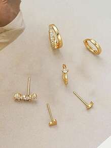 HOTNICE Conjunto de pendientes de aro pequeños dorados de bajo nivel alergénico con tornillo para mujeres | Pendientes perforados múltiples para el cartílago para mujeres