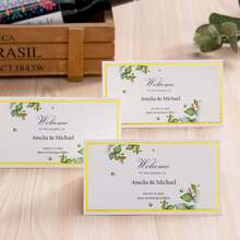 10 piezas Tarjetas de ubicación premium, tarjetas de mesa pequeñas con borde de lámina de oro, tarjetas de carpa de 2" x 3.5", tarjetas de acompañante, tarjetas de nombre, tarjetas de ubicación para bodas, mesa, cenas, tarjetas de asientos - Multicolor - Ver 5