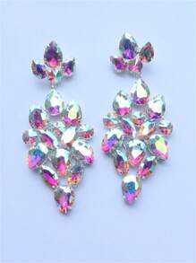 1pair Exaggerated Rhinestone Earrings, Formal Jewelry For Women