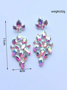 1pair Exaggerated Rhinestone Earrings, Formal Jewelry For Women