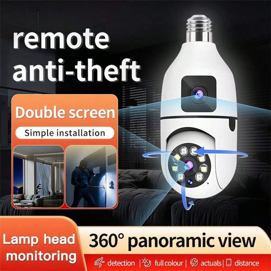Lenovo SmartCam E27: Lampadina Camera WiFi 3MP, Visione Notturna Colore, Audio Bidirezionale