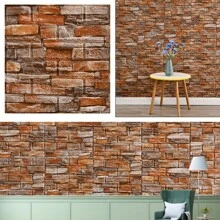 FXLTSBL Wall Panels Self-Adhesive 10 Pieces 3D 35 X 35 Cm Brick Wallpaper Stone Look Wall Sticker Waterproof Wall Wallpaper For Kitchen Bedroom Bathroom Living Room - 咖啡棕 - 查看 5
