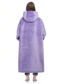 1 Pcs Sherpa Wearable Blanket Hoodie, Oversized Sherpa Fleece Sweatshirt Blanket With Giant Hood Pocket And Sleeves For Adult, Warm & Cozy Blanket Gifts For Women - 紫色 - 查看 2