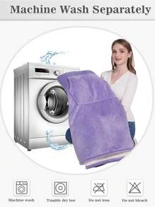 1 Pcs Sherpa Wearable Blanket Hoodie, Oversized Sherpa Fleece Sweatshirt Blanket With Giant Hood Pocket And Sleeves For Adult, Warm & Cozy Blanket Gifts For Women - 紫色 - 查看 7