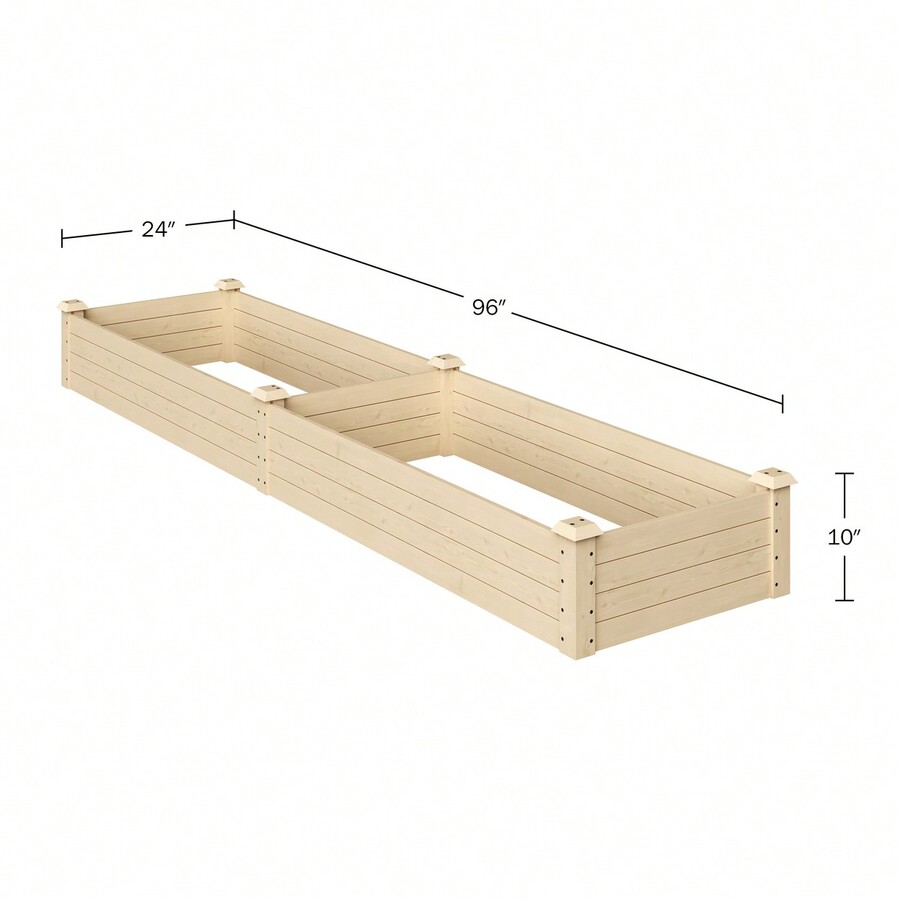 Raised Garden Bed 8ftx2ft Wood Planter Box Open Bottom