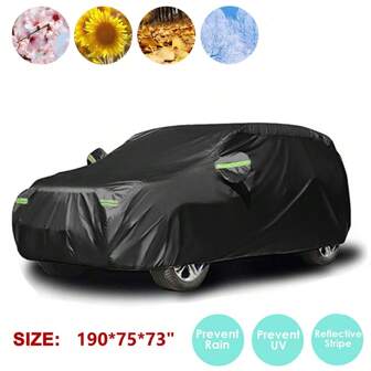 Duty Waterproof Full SUV Car Cover With Reflective Strip Outdoor UV Snow Dust Rain Resistant Protection 190x75x73inch