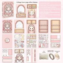 1 pieza Libro de actividades de música suave con dibujos animados, libro 3D creativo con niña y corazón para niños, pegatinas de reemplazo de armario divertido - Multicolor - Ver 12