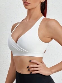 Yoga Basic Seamless Backless Sports Bra, Lingerie - White - View 4