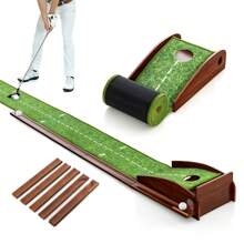 Indoor Outdoor Golf Putting Mat, Putting Green Training Aid W/ Auto Ball Return & 3 Golf Balls For Practice At Home Or In The Office, Golf Accessories Gifts For Golfers Men, 272 CM X 22 CM - Green - View 1