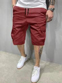 Classic Cargo Shorts For Men, Casual Multi-Pocket Waist Drawstring Cargo Shorts, Suitable For Outdoor Wear In Summer
