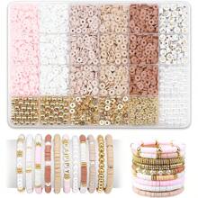 2370 件扁平聚合物粘土黑石珠手链制作套件，适合女孩、成人 - DIY 友谊手链、金珠手链、字母珠、圣诞礼物 - 彩色 - 查看 7