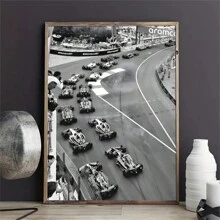 1 件黑白赛车海报：墙面艺术帆布画 - 流行酷炫海报和印刷品 - 现代艺术印刷墙画 - 适用于浴室、卧室、办公室、客厅、墙壁装饰、美学家居装饰 - 无框 - 黑與白 - 查看 5