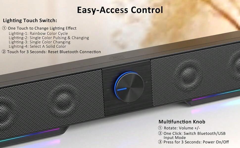 Jeecoo A40 PC Speakers Computer Sound Bar For Desktop Monitor Laptop