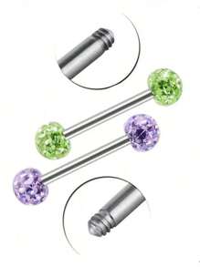 1pc Fashionable And Exquisite Tongue Ring, Soft Ceramic Clay With Rhinestone Studded Round Diamond Ball, Suitable For Women's Daily Wear