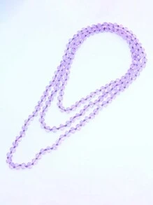 1pc Faced Crystal Glass Beads Hand Knotted 150cm Long Necklace For Fashion Ladies