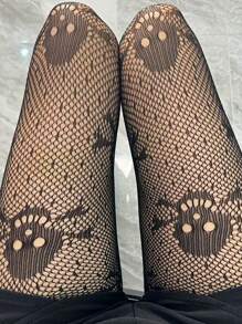 3 件装女士性感蛇纹动物图案渔网袜紧身裤袜骷髅成人袜子渔网连裤袜