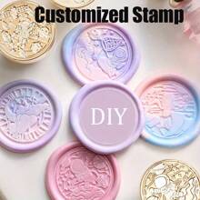 1PC 2.5cm Personalized Wax Seal Stamp-Sealing Wax Stamp With Wooden Handle Custom Wax Seal Stamp For Crafting, Envelopes, Gift Wrap Graduation Gifts And Wedding Invitation - 25mm Round - View 7