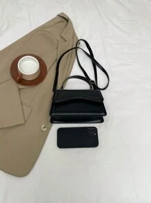 全新时尚休闲翻盖纯色 PU 皮革女士手提包斜挎包带零钱包