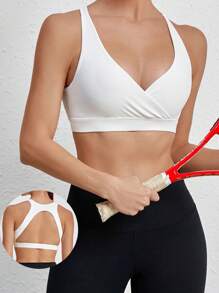 Yoga Basic Seamless Backless Sports Bra, Lingerie - White - View 6