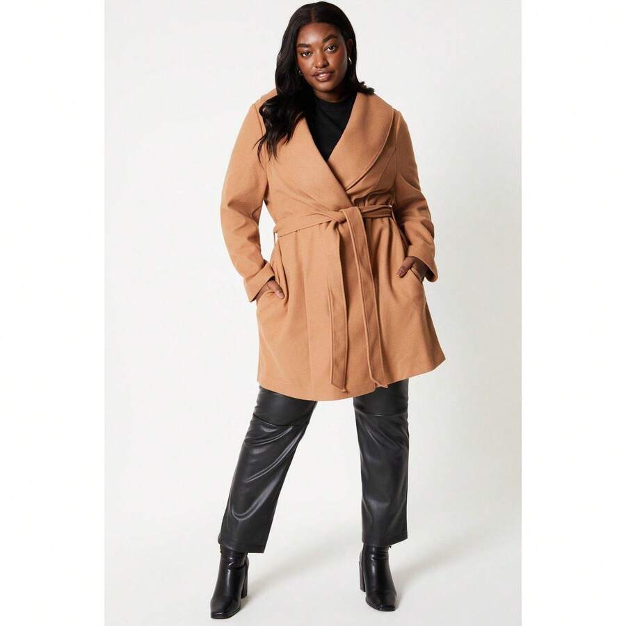 Dorothy Perkins Womens/Ladies Wrap Curve Short Coat (Camel) - Camel - View 1