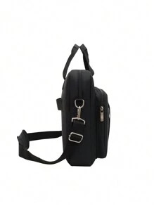 1pc Fashion Nylon Laptop Sleeve Bag For Men, Square Crossbody Messenger Bag, Water-Resistant Large Capacity, 15.6 Inch, For Work, Business, Travel Briefcase Students School Supplies Document Multi-Functional Outdoor Portable Dad Gifts Boyfriend Gifts Clutch Handbags Vacation Funny Gifts Laptop Case Chest Bag Side Bags Satchel Bag Leather Bag Hobo Bag Hip Bag Black Bag Travel Essentials Holiday Essentials Laptop Bag Summer Summer Bag Spring Break Bag Pack Laptop Bags - Black - View 5