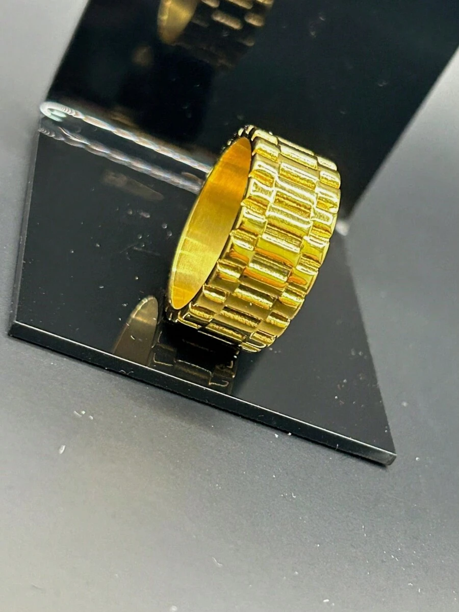 Men's Luxury Stainless Steel Ring With Gold Watch Band - 金色 - 查看 1