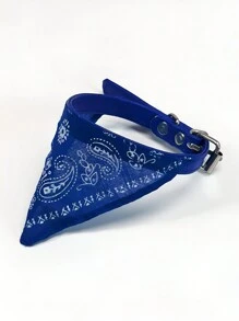 1pc Pet Supplies Set With Dog Collar, Bandana And Drool Bib In Printed Pattern, Adjustable Leather Collar For Small Dogs, Cats