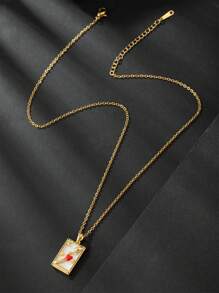 1pc Retro Rectangular Tarot Card Pendant Necklace For Women - Multicolor - View 4