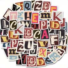 Boxed Stickers Retro Letters Light Retro Hand Tent DIY Material Decorative Self-Adhesive Stickers 52 Pieces Into - Mixing Colors - View 2