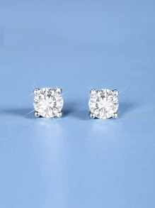 EleRunis 1 对 0.25-1.2 克拉四爪镶嵌莫桑石耳钉，适合男女圆形实验室制造钻石订婚耳钉婚礼新娘首饰