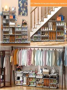 Zapatero 8 Niveles,Organizador Zapatera Rack de Acero Inoxidable,Fácil Armado Resistente Practico Hogar Zapatera Organizador Reduce Espacio Zapatera Plastico Zapatera Zapatero,para Almacenar y Guardar Los Zapatos - Rosa - Ver 6