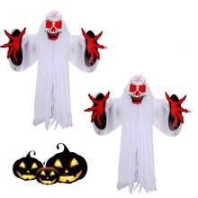 1 件恐怖骷髅鬼万圣节装饰，3D 白色蜂窝球鬼挂饰，适用于户外、草坪、庭院、露台、鬼屋 - 彩色 - 查看 5