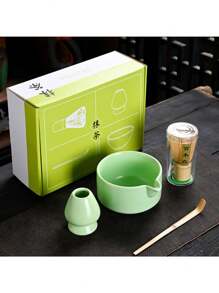 1 套 4 件陶瓷和竹制抹茶打蛋器套装，包含碗、竹制打蛋器、抹茶打蛋器和打蛋器架，陶瓷旅行茶具，非常适合日式抹茶茶道、抹茶爱好者、家庭茶会、婚礼礼物、母亲节礼物、送给妈妈的礼物、送给女朋友的返校礼物 - 彩色 - 查看 4