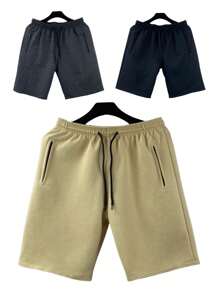 KIT 3 Bermuda Men's Sweatshirt Adult Casual Plain Bags With Zipper - Màu Khaki - Xem 1