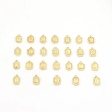 1pc New Pave Cubic Zirconia Block Initial Pendant Gold Color Stainless Steel Chain Necklace For Men - Yellow Gold - View 4