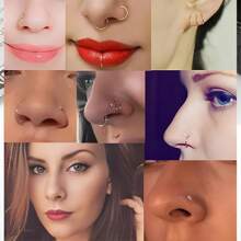 18g 防过敏 316L 不锈钢铰链鼻环，适合女性和男性，鼻钉，软骨环，雏菊耳环，耳环，开瓶器 - 银色 - 如圖所示 - 查看 4