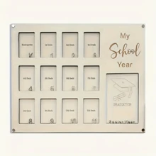 Wooden School Years Picture Frame, Contemporary Style Graduation Photo Collage Frame, Wall Hanging Memory Keepsake For Home Decor Gifts Birthday - White - View 1