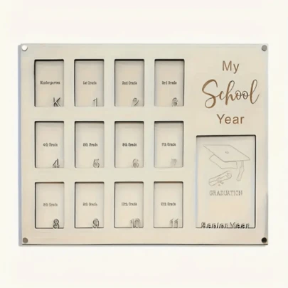 Wooden School Years Picture Frame, Contemporary Style Graduation Photo Collage Frame, Wall Hanging Memory Keepsake For Home Decor Gifts Birthday