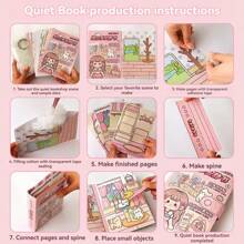 1 pieza Libro de actividades de música suave con dibujos animados, libro 3D creativo con niña y corazón para niños, pegatinas de reemplazo de armario divertido - Multicolor - Ver 5