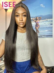 ISEE HAIR Wear Go 6x4 HD 蕾丝无胶直发假发 自然色 180% 18-30 英寸蕾丝闭合假发 预拔和预剪 带有自然发际线 丝滑 适合初学者日常使用