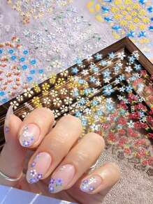 30 Sheets Flower Nail Stickers For Nail Art Colorful 3D Self Adhesive Daisy Nail Decals Spring Summer Nail Art Stickers Cute Floral Nail Art Design Decoration Accessories For Women And Girls