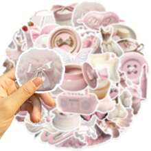50 peças adesivos de balé rosa adesivos de estética de vinil álbum de recortes, diário, laptop, pára-choque, skate, garrafas de água, computador, telefone, desenho animado, capacete, adesivos de carro e decalques