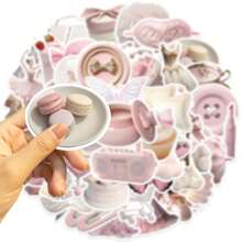 50 peças adesivos de balé rosa adesivos de estética de vinil álbum de recortes, diário, laptop, pára-choque, skate, garrafas de água, computador, telefone, desenho animado, capacete, adesivos de carro e decalques