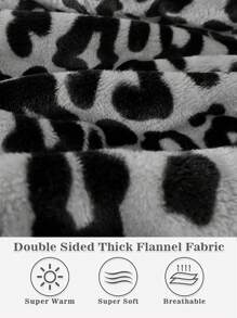 1 Pcs Wearable Blanket Sweatshirt Gifts For Women And Men, Warm And Cozy Giant Blanket Hoodie, Thick Flannel Blanket With Sleeves And Giant Pocket - 豹紋灰 - 查看 4
