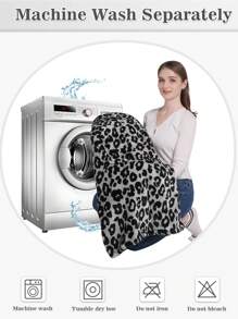 1 Pcs Wearable Blanket Sweatshirt Gifts For Women And Men, Warm And Cozy Giant Blanket Hoodie, Thick Flannel Blanket With Sleeves And Giant Pocket - 豹紋灰 - 查看 6