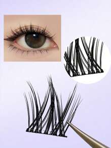 100pcs/Pack Graphic Dog Style Disposable Self-Adhesive False Eyelashes, Fluffy & Natural Look Lash Clusters, Eyelash Clusters, Individual Eyelashes, Lashes, Fake Lashes - C - View 6