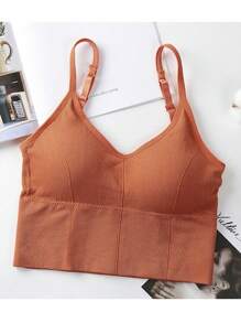 Women's Padded Bralettes 3 Pieces Sport Camisole Bras Wirefree Longline Lounge Bra Comfy Tank Bralette Racerback Top Removable Cups Set Of 3 - 黑/橙/黃 - 查看 3